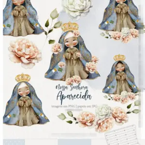 Pacote de Arte Sacra Nossa Senhora Aquarela PNG
