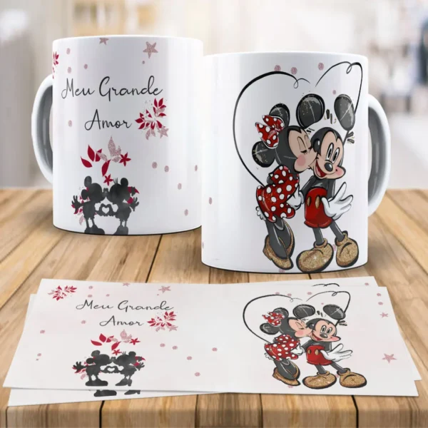 Pacote Dia dos Namorados Disney para Canecas Arquivo Editável