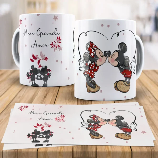 Pacote Dia dos Namorados Disney para Canecas Arquivo Editável