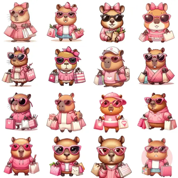 Pacote Premium Capivara Em Png Para Scrapbooking