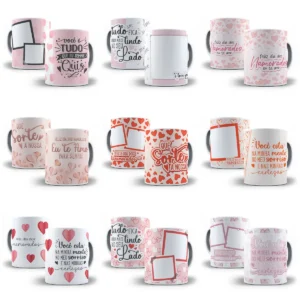 Pacote Romântico de Artes para Caneca e Azulejo