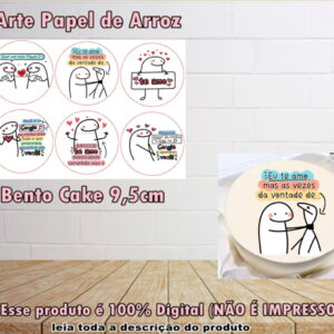 Arte digital de memes Flork para papel de arroz e bolo bento com mensagens românticas e engraçadas.