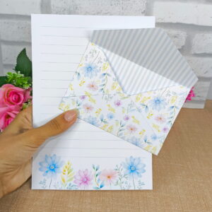 papel de carta e envelope floral arquivo digital
