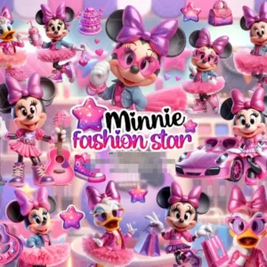 Papelaria Criativa Kit Digital - Minnie Fashion Star PNG