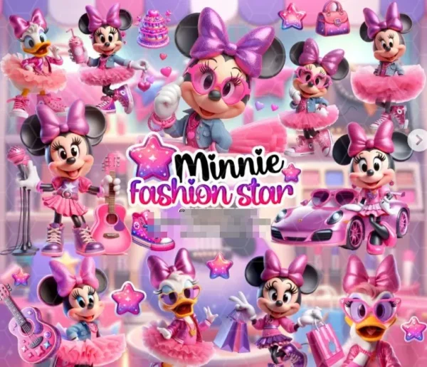 Papelaria Criativa Kit Digital - Minnie Fashion Star PNG