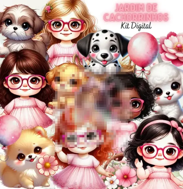 Papelaria Personalizada Com Cachorrinhos 3d Em Png Digital