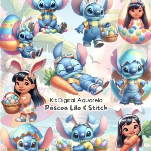 Páscoa com Stitch - Kit Digital em PNG para Personalizados