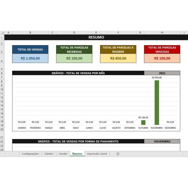 Planilha Controle de Vendas Parceladas C/ Impressão de Carnê