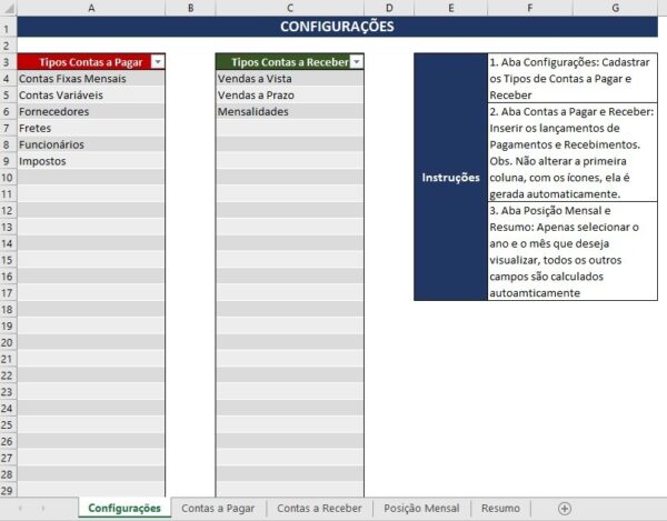 Planilha Excel Contas A Pagar Resumo Mensal E Dashboard