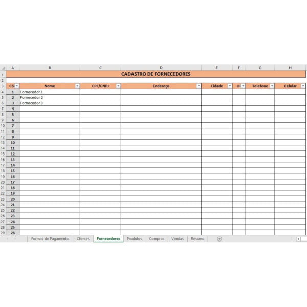 Planilha Gestão Pequeno Negócio Compras Vendas Estoque