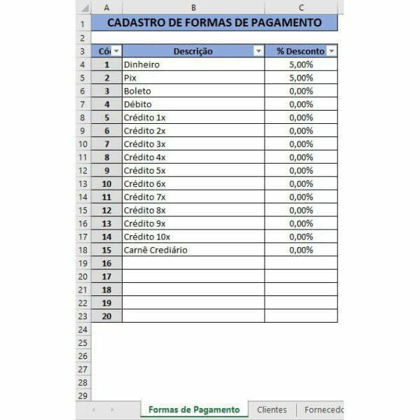 Planilha Gestão Pequeno Negócio Compras Vendas Estoque