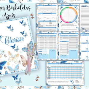 planner borboletas azuis arquivo digital