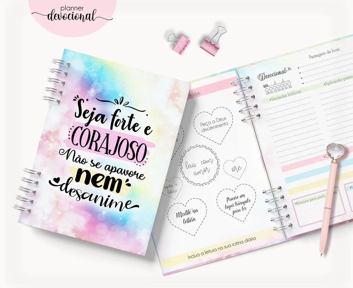 Planner Devocional "Seja Forte e Corajoso" - Arquivo Digital
