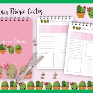 planner diario cactos arquivo digital papelaria