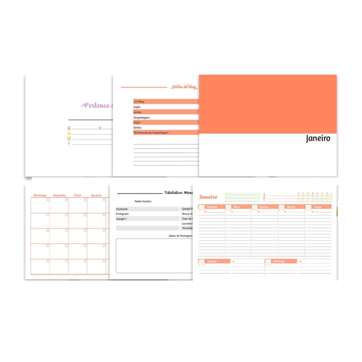 Planner Digital para Blogueiras organize postagens e metas 2 Planner Da Blogueira Arquivo Digital 2