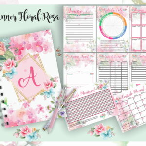 planner floral rosa arquivo digital