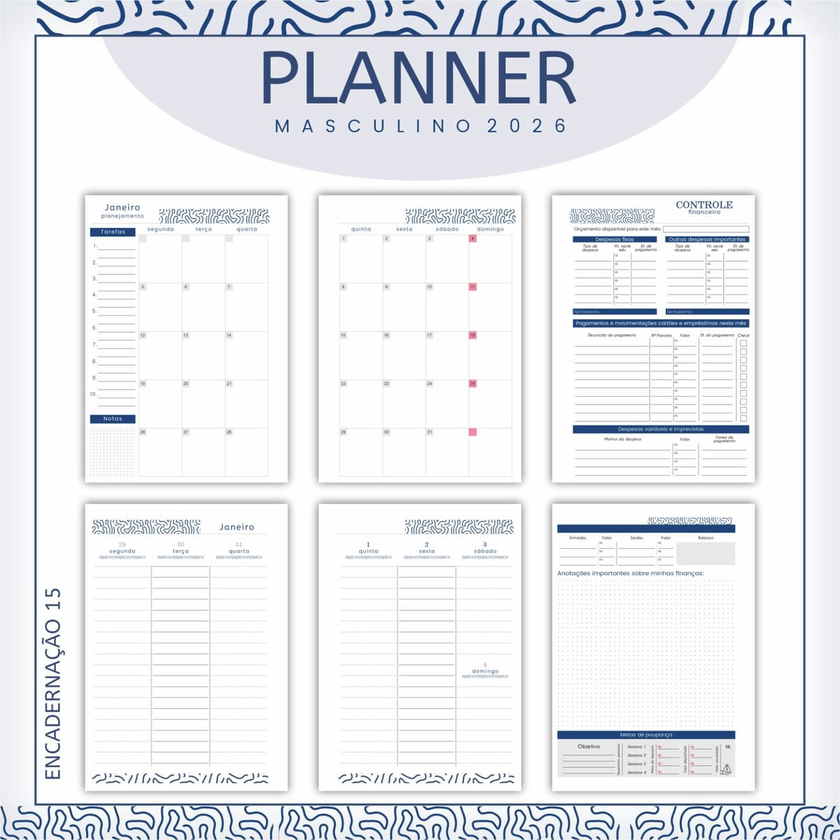 Planner Masculino 2026 para Imprimir e Encadernar 4 Planner Masculino 2026 para Imprimir e Encadernar - Imagem 4