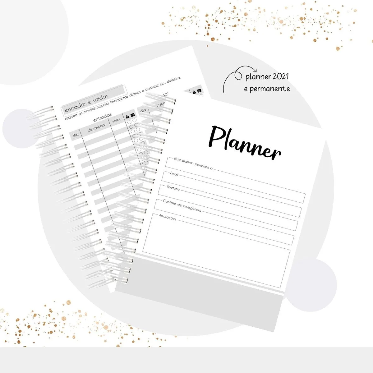 Planner Masculino Permanente e Datado - Arquivo Digital