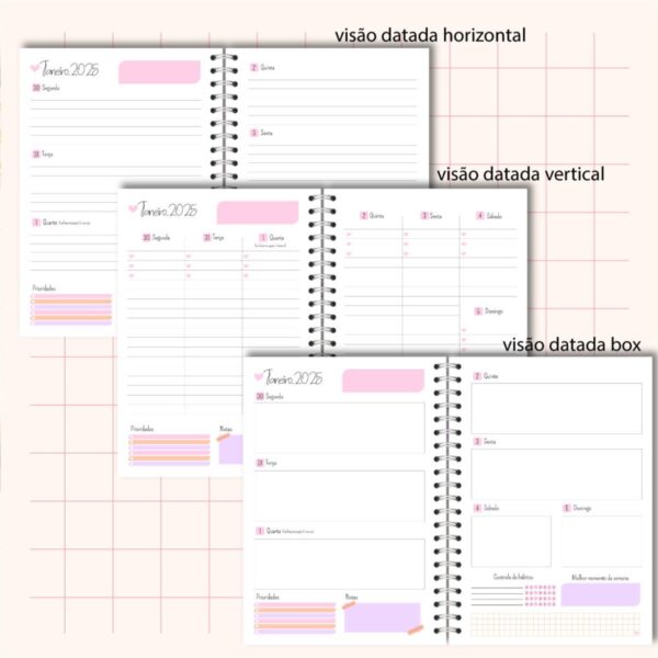 Planner Rose 2025 Feminino - Arquivo Digital