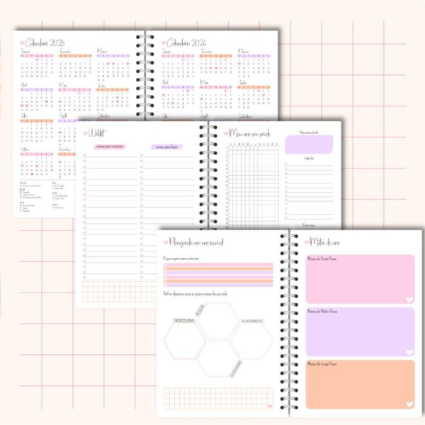 Planner Rose 2025 Feminino - Arquivo Digital