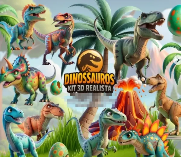 PNG Temático Jurassic: Dinossauros para Sublimação