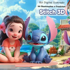 PNGs Stitch 3D para Criar Kits de Scrapbook Personalizados