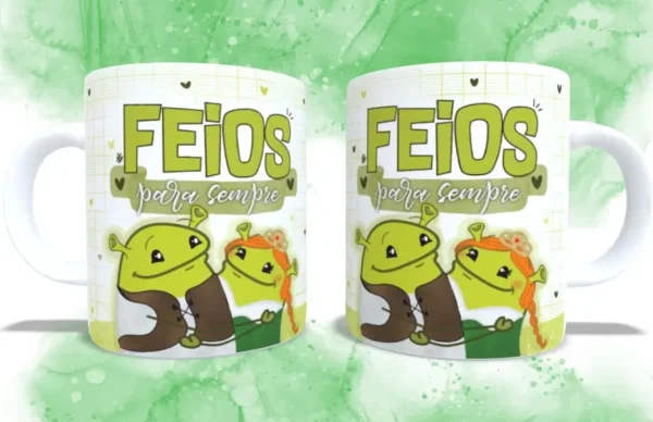 Presente DIY Dia dos Namorados - Artes Caneca Fiona e Shrek