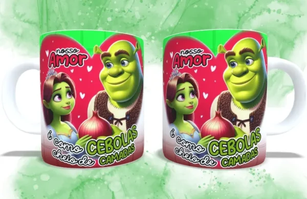 Presente DIY Dia dos Namorados - Artes Caneca Fiona e Shrek