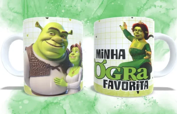 Presente DIY Dia dos Namorados - Artes Caneca Fiona e Shrek