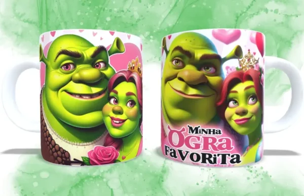 Presente DIY Dia dos Namorados - Artes Caneca Fiona e Shrek