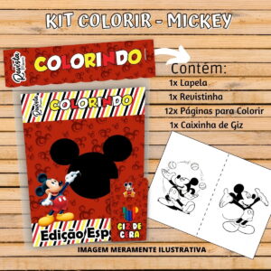 Arte digital de kit para colorir com personagem animado e giz de cera.