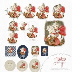 Santinhos São Jorge Kit Digital Imagens Fundo Transparente 19 Santinhos São Jorge Kit Digital Imagens Fundo Transparente