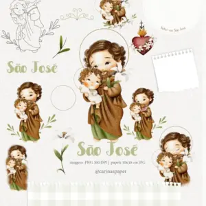 Sao Jose Aquarela Arte Digital Png Scrapbooking E Cartonagem 2