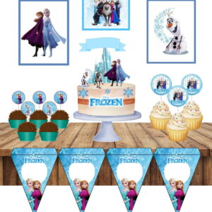 Kit Digital Festa Frozen com Topo de Bolo e Tags 14 so um bolinho frozen arquivo digital 1