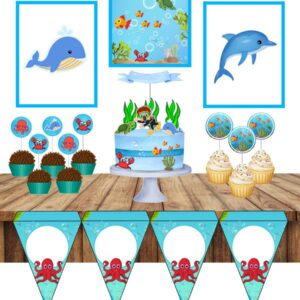 Kit Digital Festa Fundo do Mar com Arquivo Studio 19 so um bolinho fundo do mar arquivo digital