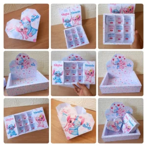 Stitch Tema Romântico - Caixinhas de Mimos PDF Dia dos Namorados