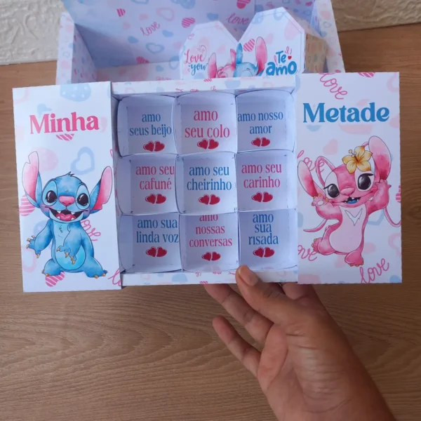 Stitch Tema Romântico - Caixinhas de Mimos PDF Dia dos Namorados
