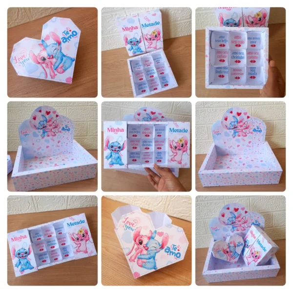 Stitch Tema Romântico - Caixinhas de Mimos PDF Dia dos Namorados