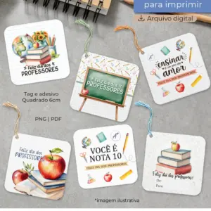 Tag Quadrada 6cm Presente Professor Personalizado Digital 3