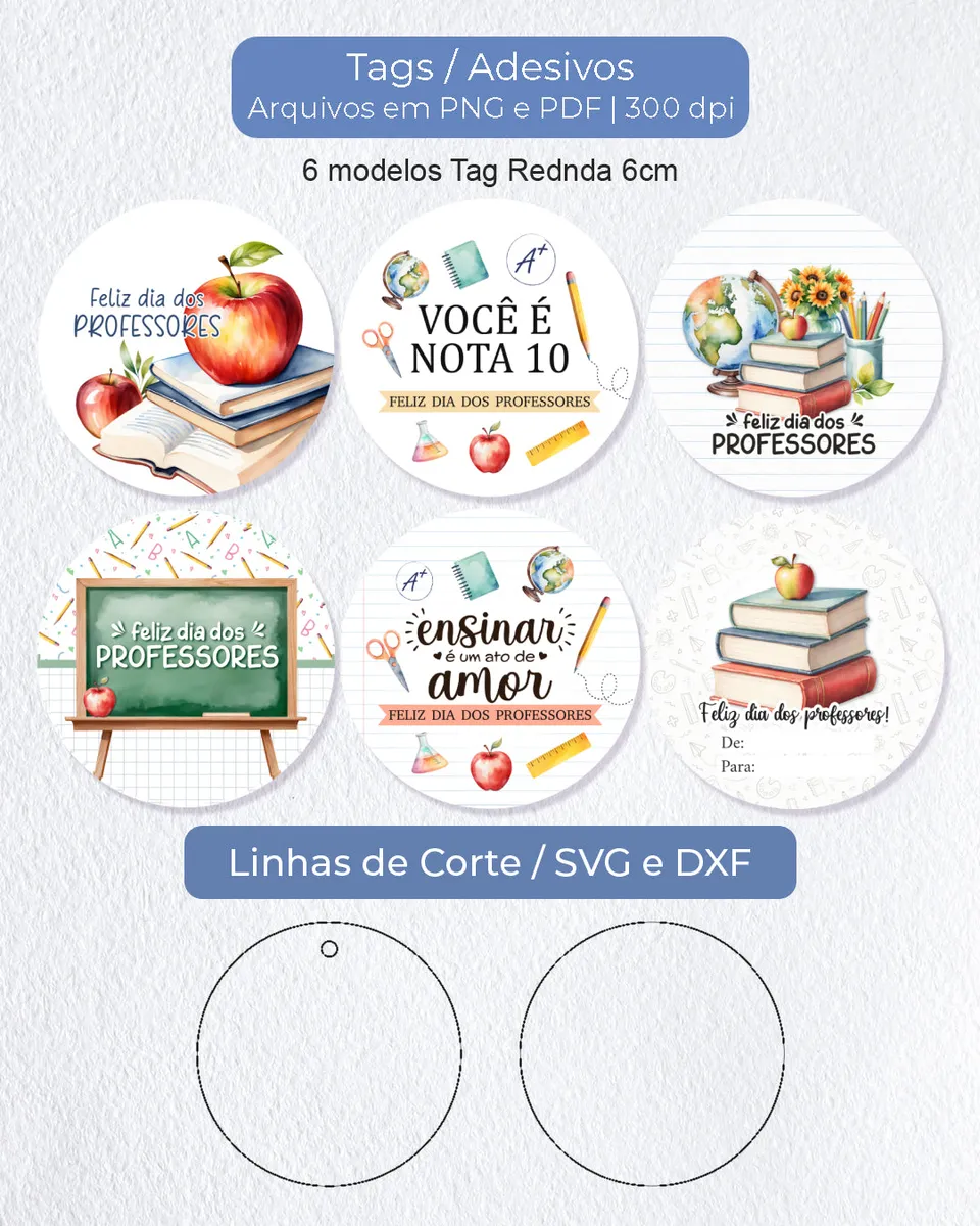 Tag Redonda 6cm para Material Escolar Personalizado 2 Tag Redonda 6cm para Material Escolar Personalizado