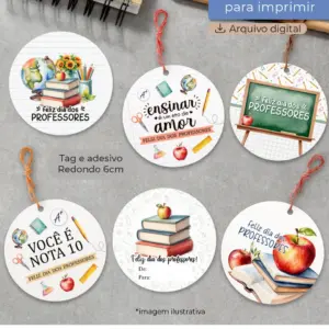 Tag Redonda 6cm para Material Escolar Personalizado