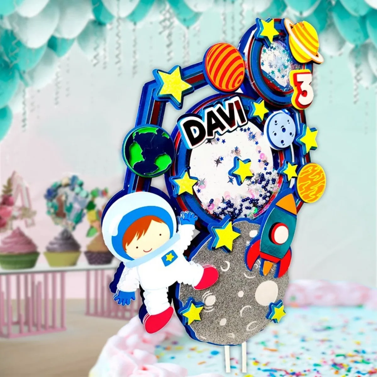 Topo de Bolo Astronauta - Arquivo Digital 1 Topo de Bolo Astronauta - Arquivo Digital