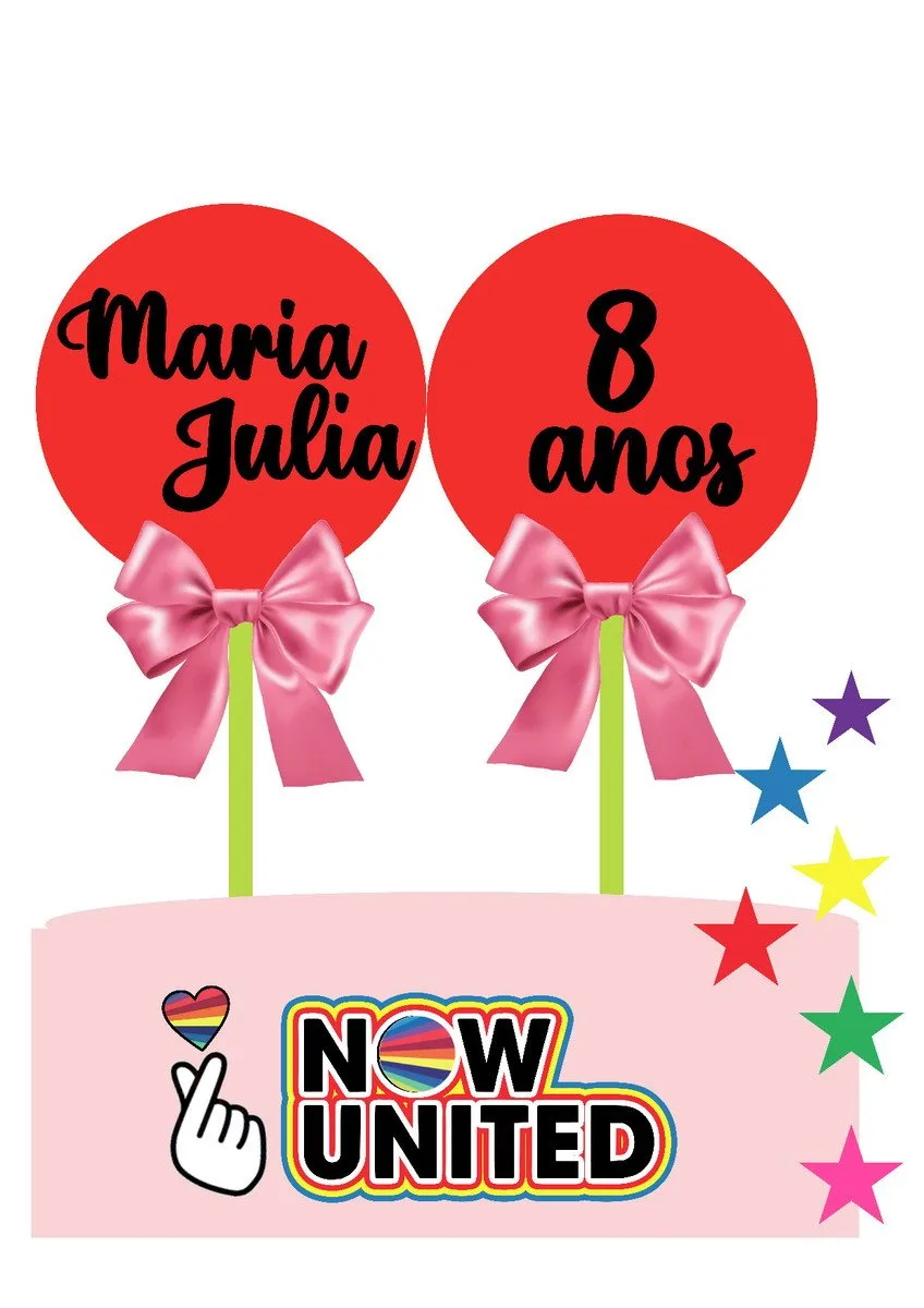 Topo de Bolo Ballon Cake Now United - Arquivo Digital 1 Topo de Bolo Ballon Cake Now United - Arquivo Digital