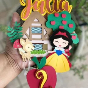 Topo de Bolo Branca de Neve Cute Camadas - Arquivo Digital
