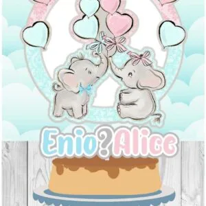Topo de Bolo e Kit Festa Chá Revelação Elefantinho 7 Topo de Bolo e Kit Festa Chá Revelação Elefantinho