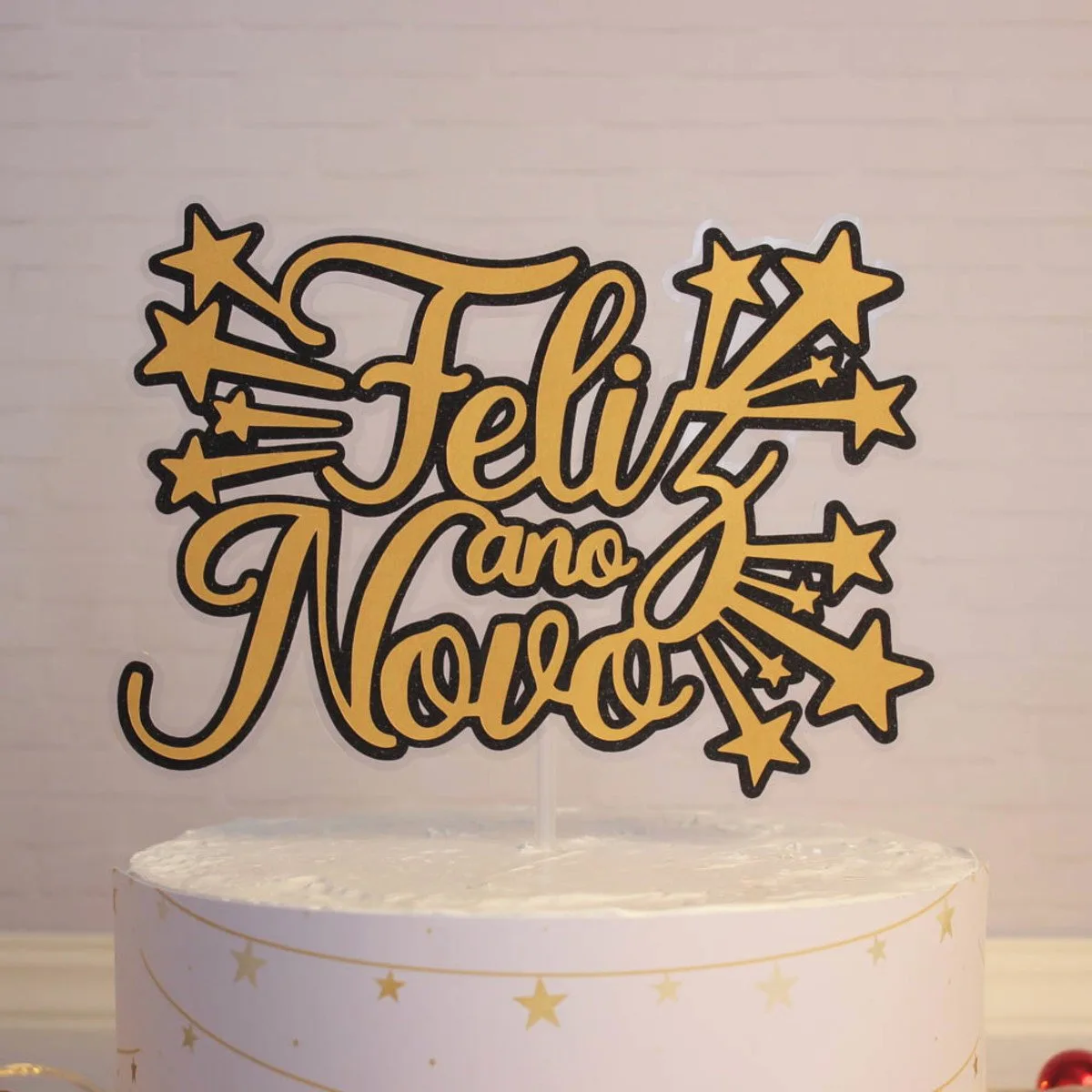 Topo de Bolo Feliz Ano Novo - Arquivo Digital 1 Topo de Bolo Feliz Ano Novo - Arquivo Digital