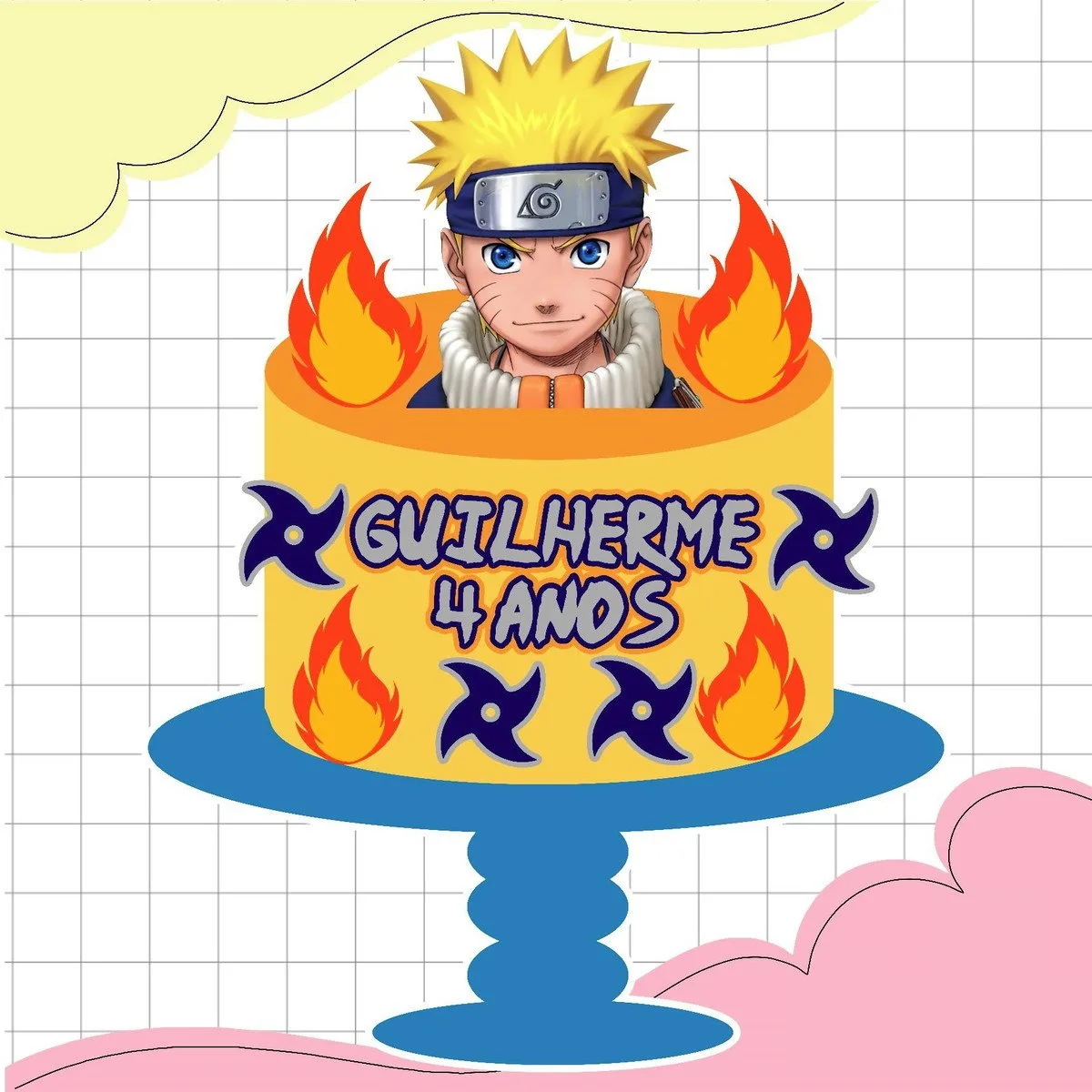 Topo de Bolo Naruto - Arquivo Digital 1 Topo de Bolo Naruto - Arquivo Digital
