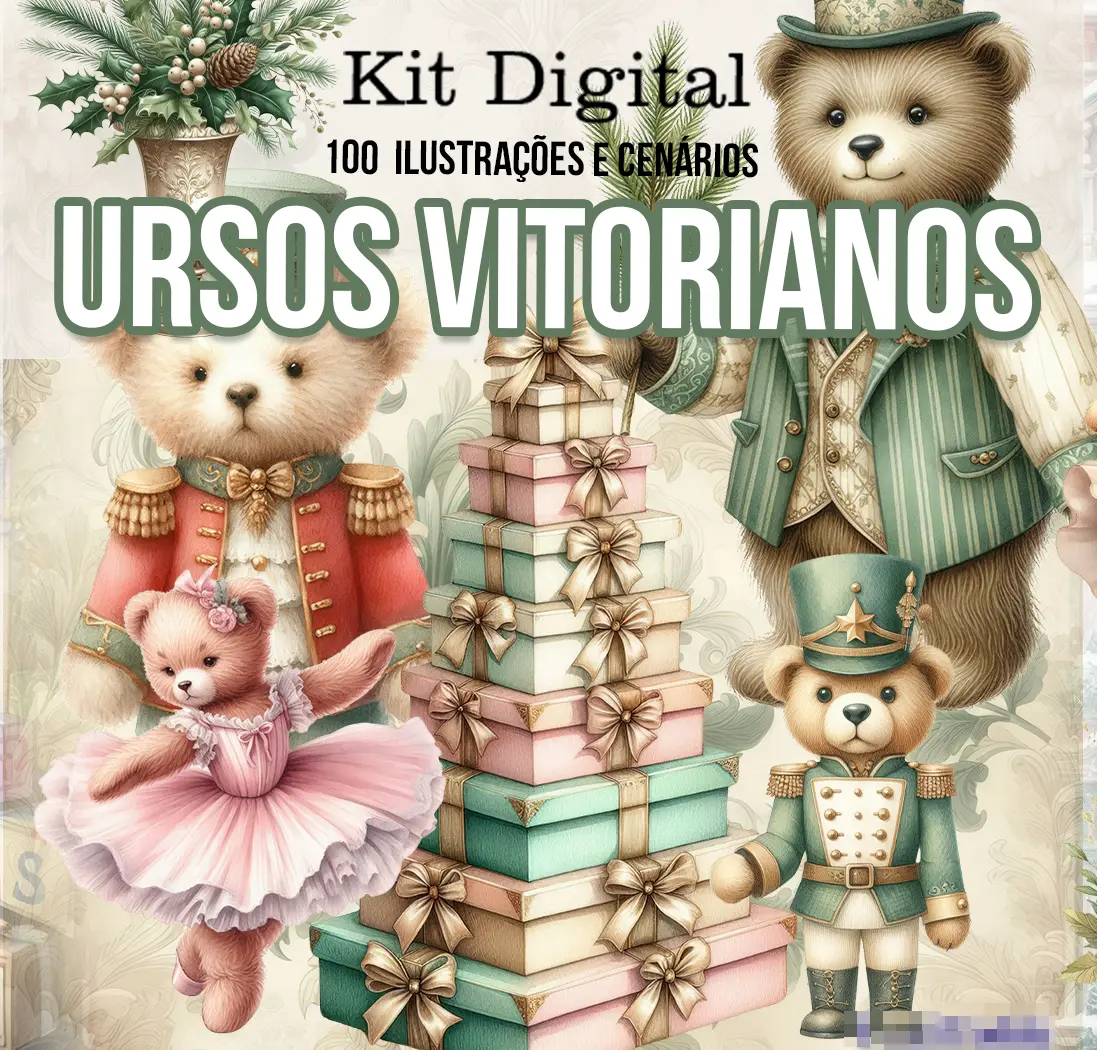 Ursinhos Vitorianos Kit Digital Papelaria Personalizada 1 Ursinhos Vitorianos Kit Digital Papelaria Personalizada